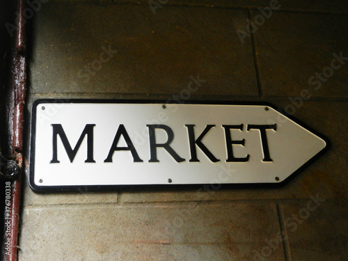 Market direction sign in old town York