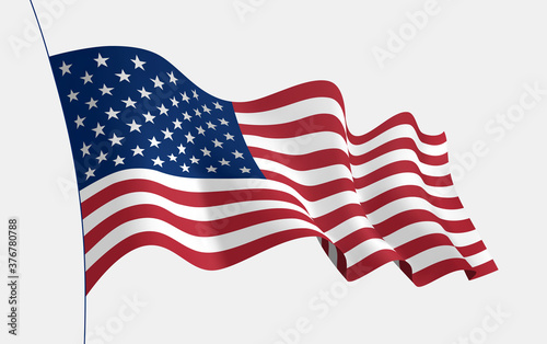 USA flag waving in the wind. 3d vector flag with folds