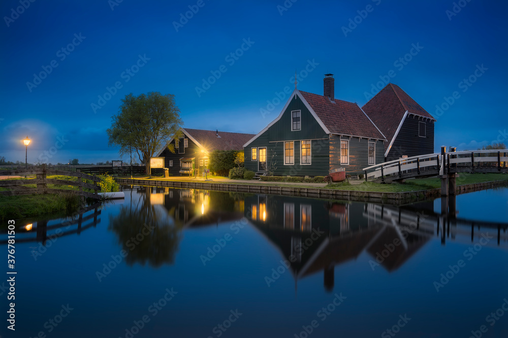 Exterior view of houses in village of Zaanse Schans Exterior view of houses in village of Zaanse Schans