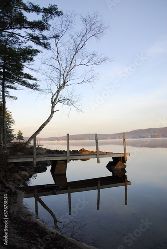 Reflection of dock in Bow Lake