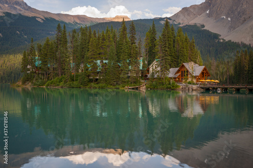 Scenic view of Emerald Lake in Yoho National Park photo