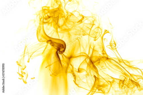 Yellow smoke on white background