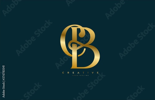 Simple letter CB monogram stylish type gold design logo