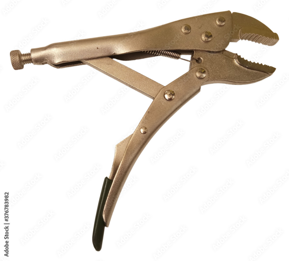 manual clamping pliers with a lock on a white background manual clamping pliers with a lock on a white background