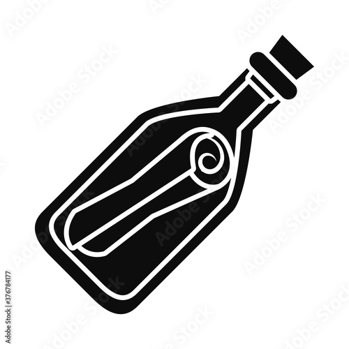 message in a bottle icon, silhouette style