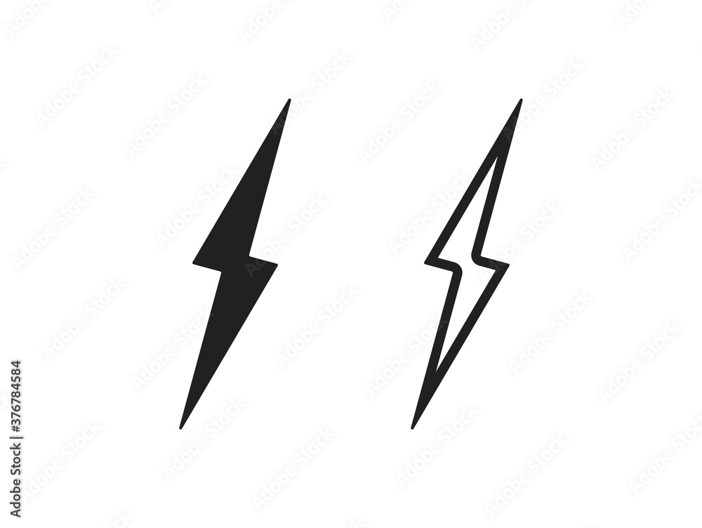 Lightning bolt icon simple set. Electric power sign in vector flat