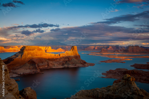 Alstrom Point and Lake Powell during sunset photo