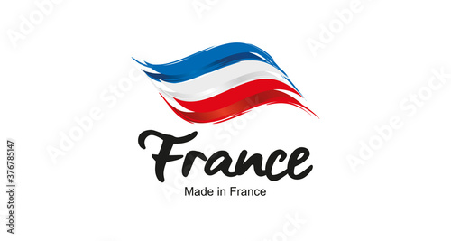 Made in France handwritten flag ribbon typography lettering logo label banner