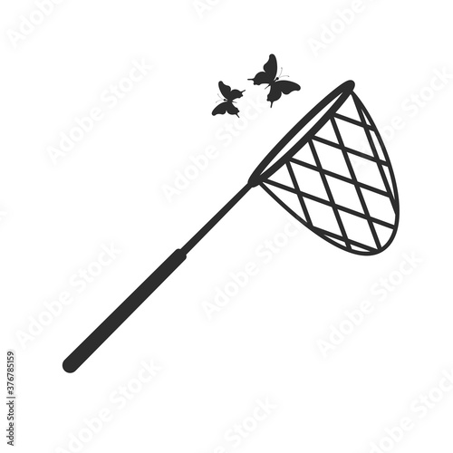 Butterfly net icon isolated on white background. Vector illustration. Flat style