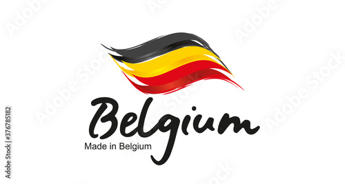 Made in Belgium handwritten flag ribbon typography lettering logo label banner
