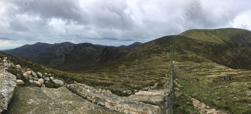 Panorama of the saddle area between Slieve Donard and Slieve Commedagh in the Mourne mountains photo