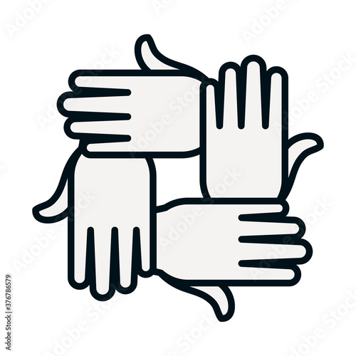 solidarity hands icon, line and fill style