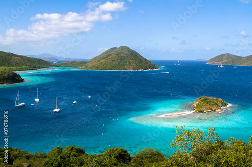 Scenic view of Leinster Bay against blue sky photo