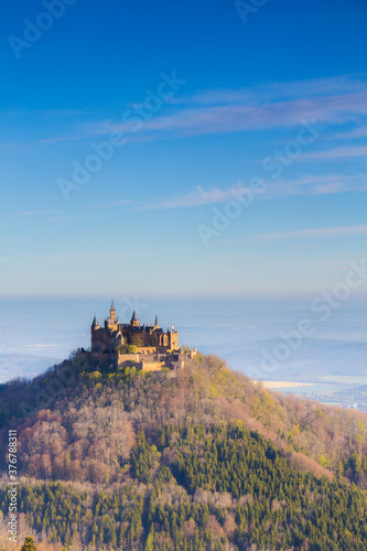 Exterior view of Hohenzollern Castle in Germany photo