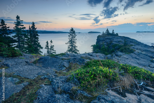 Scoville Point in Isle Royale National Park during dawn photo