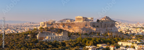 View of city and Acropolis of Athens photo