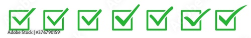 Check Mark Checkbox Square Icon Green | Checkmark Illustration | Tick Symbol | Voting Logo | Approved Sign | Isolated | Variations
