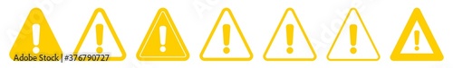 Exclamation Mark Triangle Icon Yellow | Caution Sign | Warning Illustration | Danger Symbol | Attention Logo | Isolated | Variations