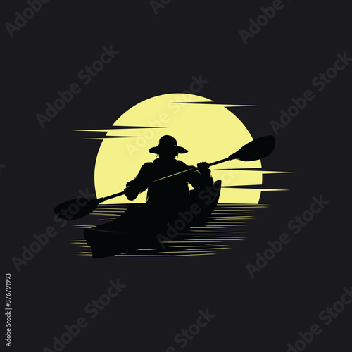 River kayak silhouette logo template