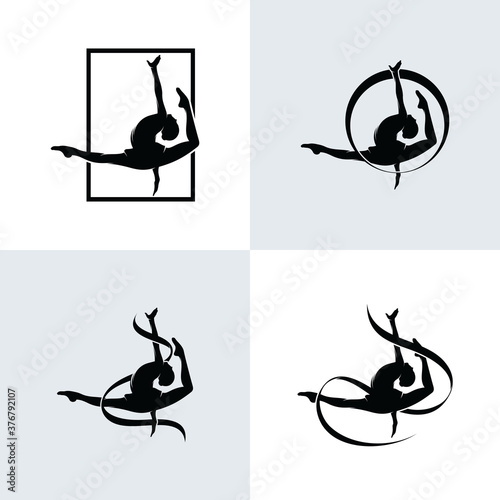 Set of gymnastics logo design templates