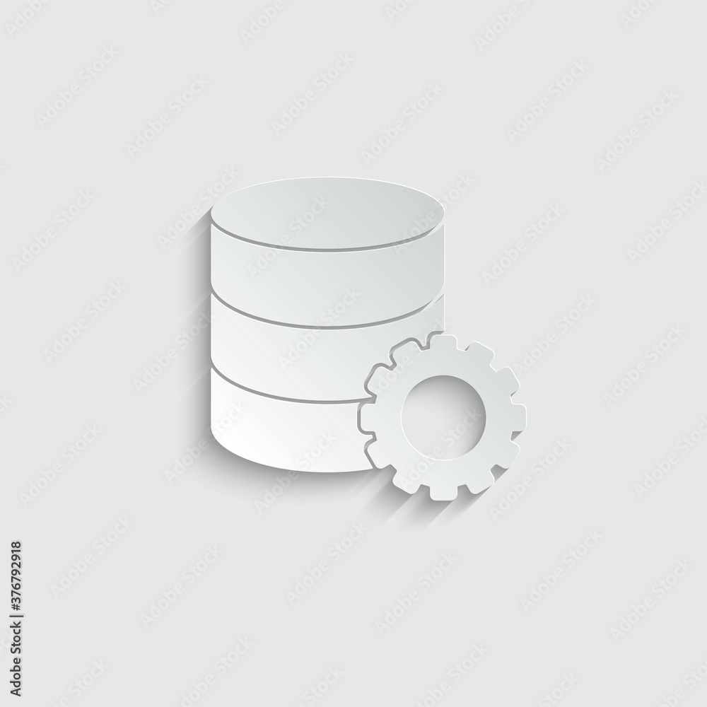 paper database icon with setting sign paper database icon with setting sign