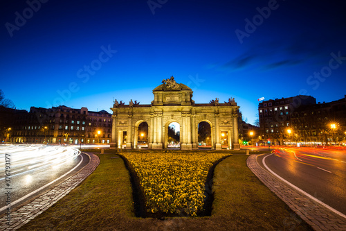 View of Madrid city at dusk photo