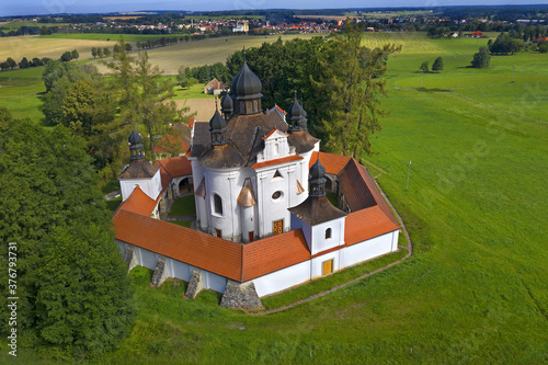 Baroque pilgrimage church of the Holy Trinity near city Trhove Sviny, southern Bohemia, Czech republic photo