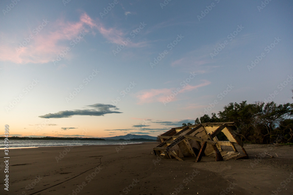 View of destroyed home on Nicaraguan beach View of destroyed home on Nicaraguan beach