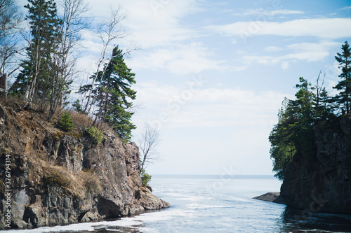 View of Lake Superior against cloudy sky photo