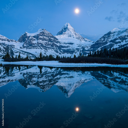 Wallpaper Mural Reflection of Mount Assiniboine in lake during sunset Torontodigital.ca