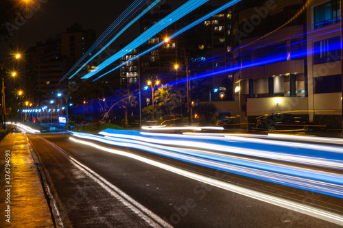 night traffic in city