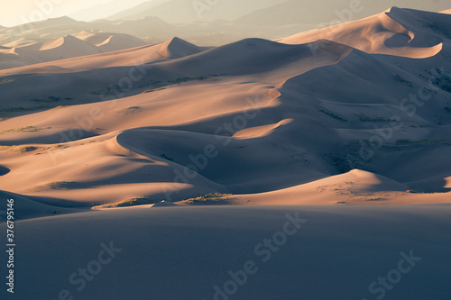 Scenic view of desert landscape during sunset