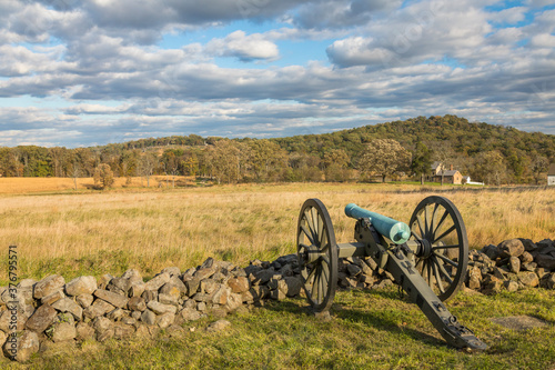 View of Gettysburg National Military Park against cloudy sky photo