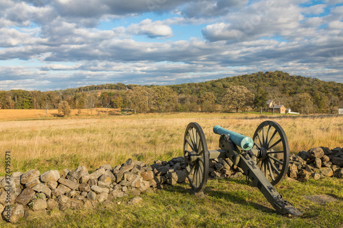 View of Gettysburg National Military Park against cloudy sky