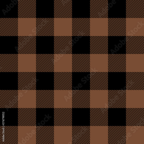 Tartan Coffee Brown plaid. Scottish pattern in black and brown cage. Scottish cage. Traditional Scottish checkered background. Seamless fabric texture. Vector illustration