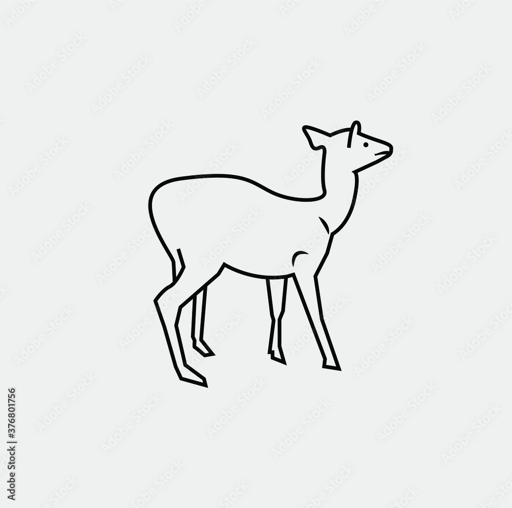 Linear stylized drawing of deer