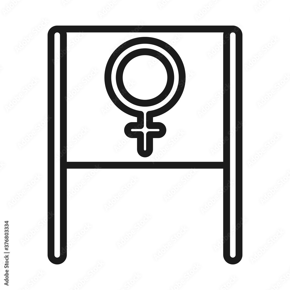 feminism movement icon, gender sign in placard, female rights pictogram line style feminism movement icon, gender sign in placard, female rights pictogram line style