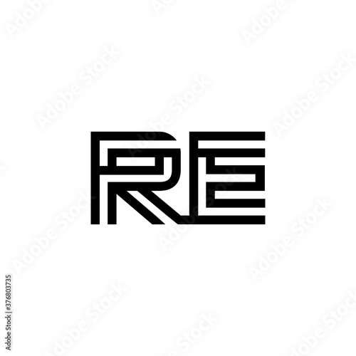 initial letter re line stroke logo modern