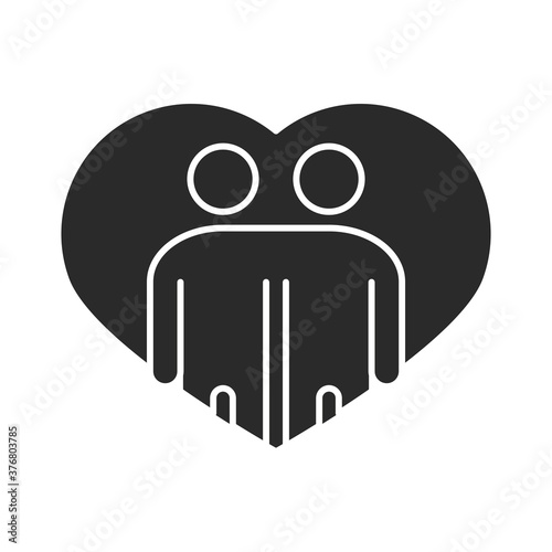 people hugging together inside heart community and partnership silhouette icon