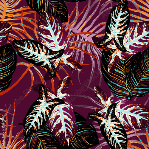 Tropical Leaf. Modern Motif. Jungle Print. Summer