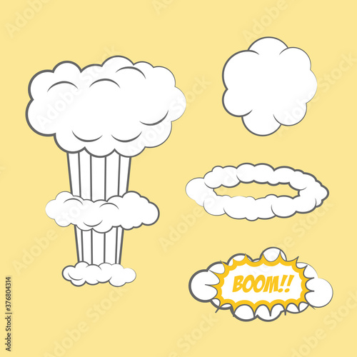 Bomb Explosion Isolated Icons. Cartoon smoke explosion frames