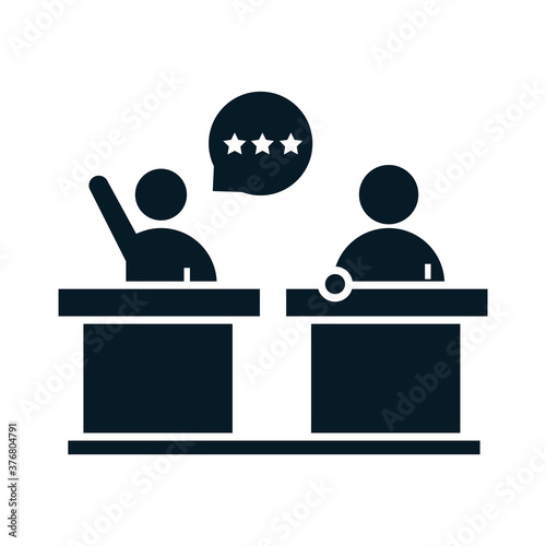 United States elections, presidential candidates debate political election campaign silhouette icon design