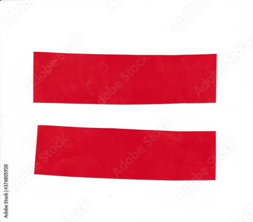 Rectangle shape of red art paper isolated on white background.