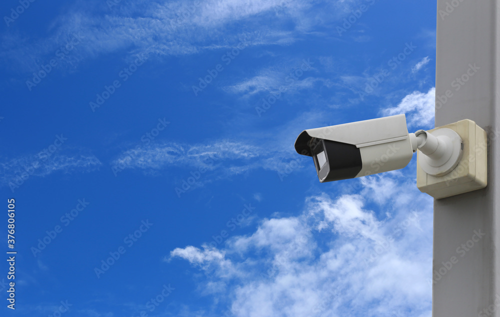 CCTV tool on blue sky background. CCTV tool on blue sky background.