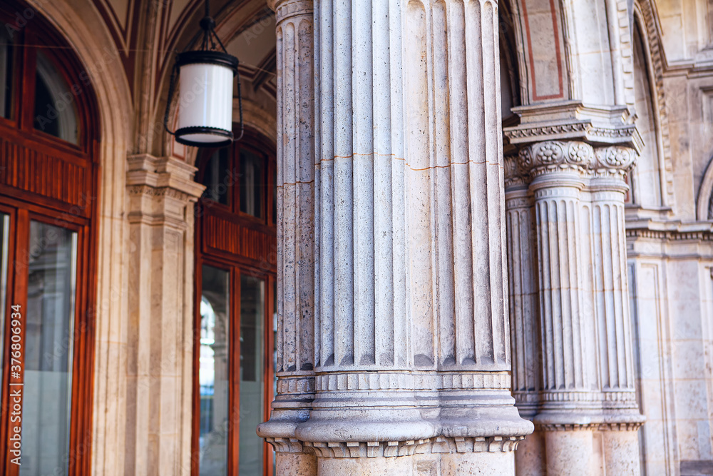 Marble columns in roman style . Architecture details of Opera Vienna Marble columns in roman style . Architecture details of Opera Vienna