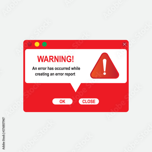 Modern warning pop up with flat design. vector illustration