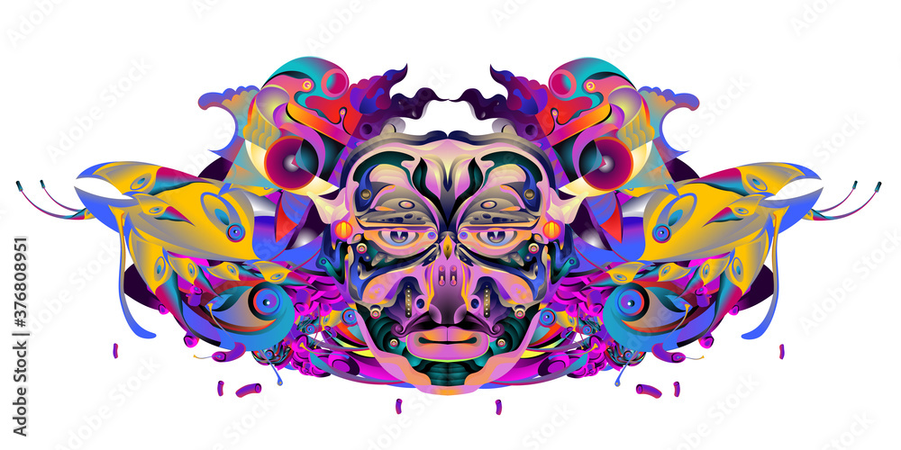 Vector illustration asian cultural ethnic pattern background monster