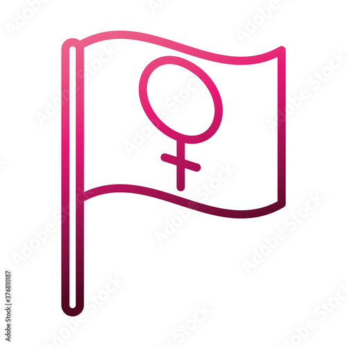 feminism movement icon, flag with gender female, gradient style