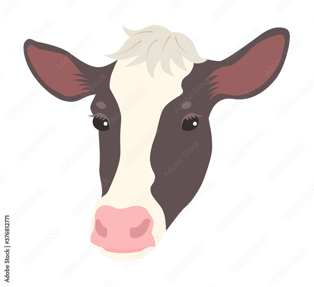 21年 丑年 年賀状素材 牛の顔のイラスト Stock Vector Adobe Stock