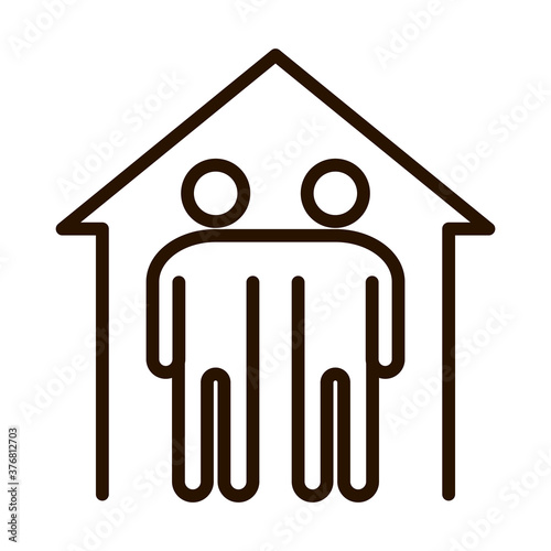 people inside home protection community and partnership line icon